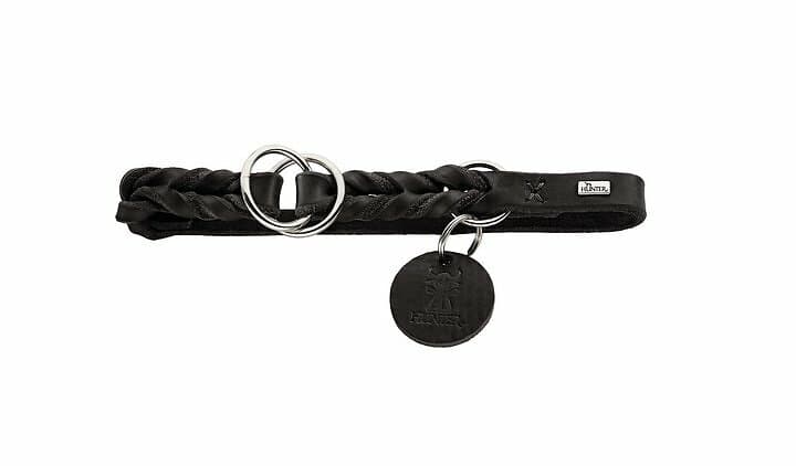Hunter Solid Education Oxläderhalsband, halvstryp 45 Svart