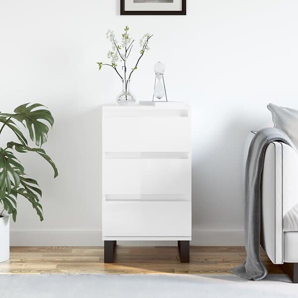 vidaXL Byrå vit högglans 40x35x70 cm konstruerat trä 831102