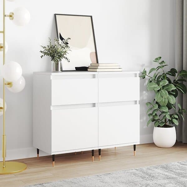 vidaXL Byråer 2 st vit 40x35x70 cm konstruerat trä 831133