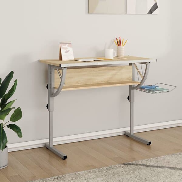 vidaXL Ritbord ek och grå 110x53x(58-87) cm konstruerat trä & stål 340930
