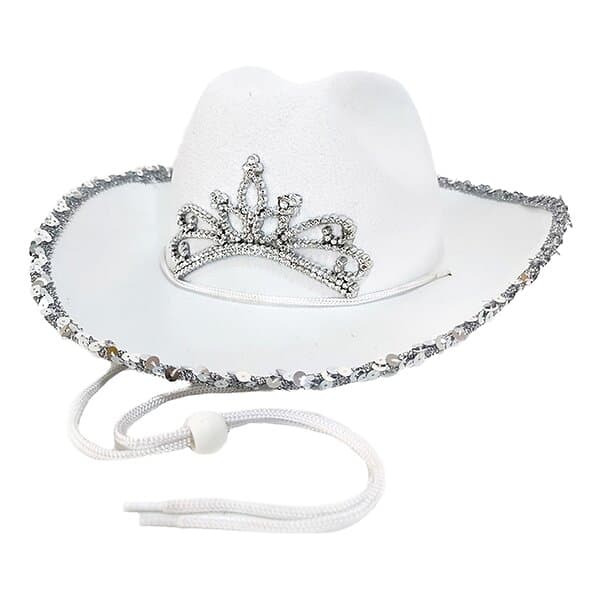 Tiara Vit Cowboyhatt med One size