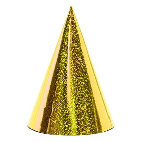 PartyDeco Partyhattar Glittrig Guld 6-pack