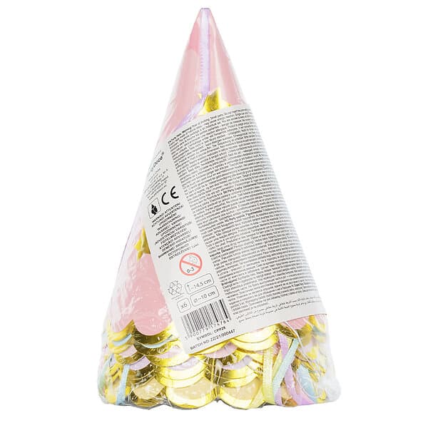 PartyDeco Partyhattar Pastell med Stjärnor 6-pack