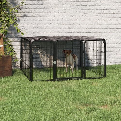 vidaXL Hundbur 4 paneler svart 100 x 50 cm pulverlackerat stål 171795
