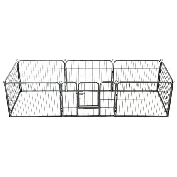 vidaXL Hundhage 8 paneler stål 60x80 cm svart 170572