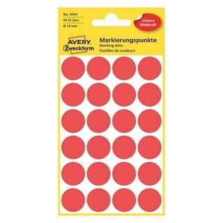 Avery Etikett färgsignal röd Ø 18mm