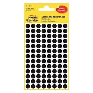 Avery Etikett färgsignal svart Ø 8mm