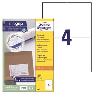 Avery Universaletikett 3483 vit 105x148mm