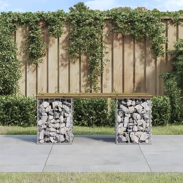 vidaXL Trädgårdsbänk gabion-design 103x31x42 cm impregnerad furu 834331