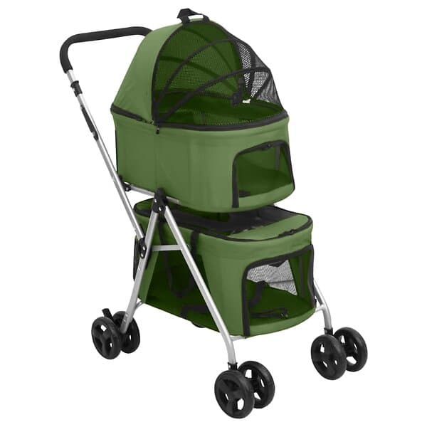 vidaXL Hopfällbar hundvagn dubbel grön 83x48x97 cm oxfordtyg 172207