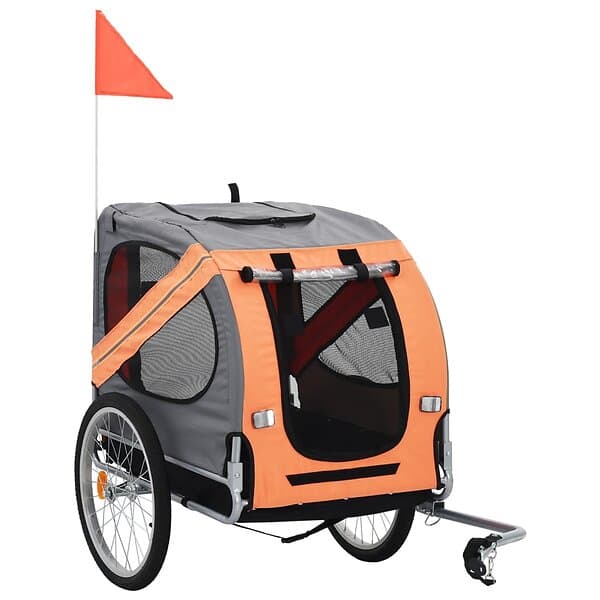vidaXL Cykelvagn för hund orange och grå 91764
