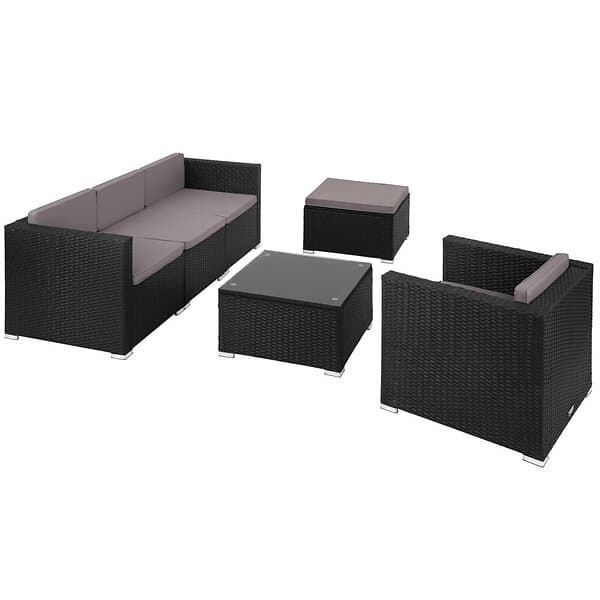TecTake Loungeset Lignano med fåtölj svart