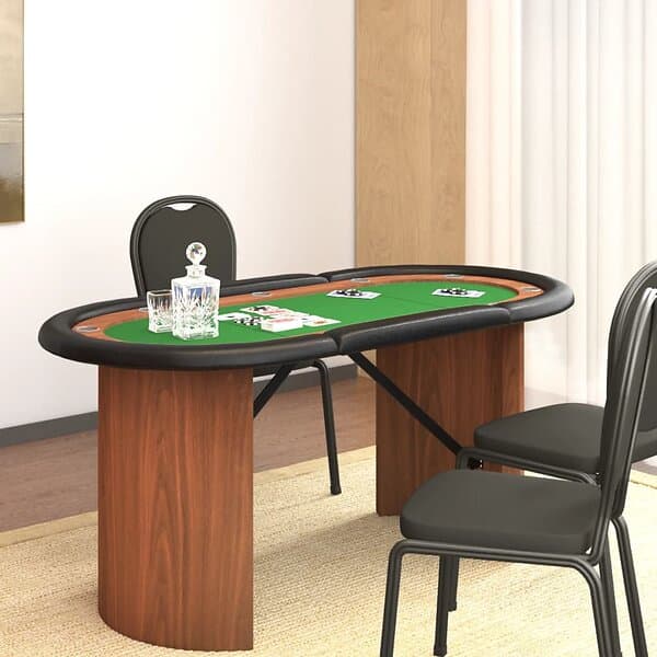 vidaXL Pokerbord för 10 spelare 160x80x75 cm grön 80408