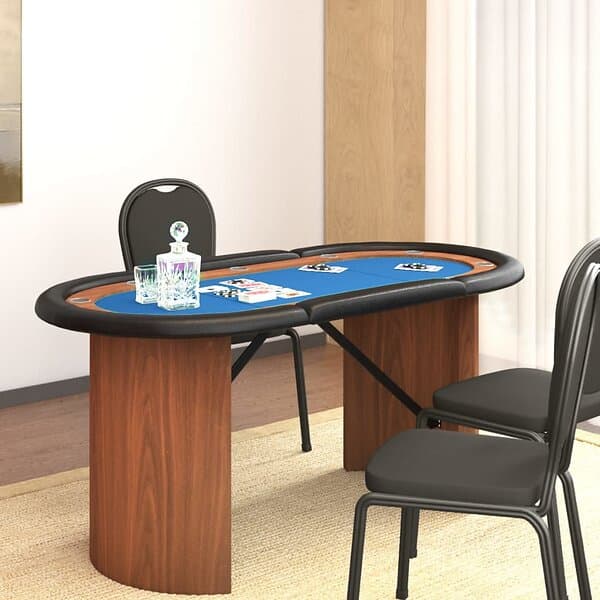 vidaXL Pokerbord för 10 spelare 160x80x75 cm blå 80409