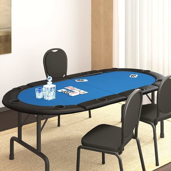 vidaXL Pokerbord för 10 spelare hopfällbart 208x106x3 cm blå 80401