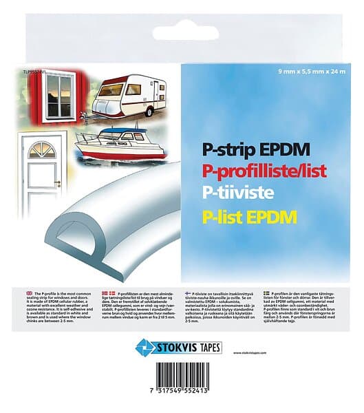Stokvis Tapes Tätlist P Epdm Vit 9X5,5Mm 24M