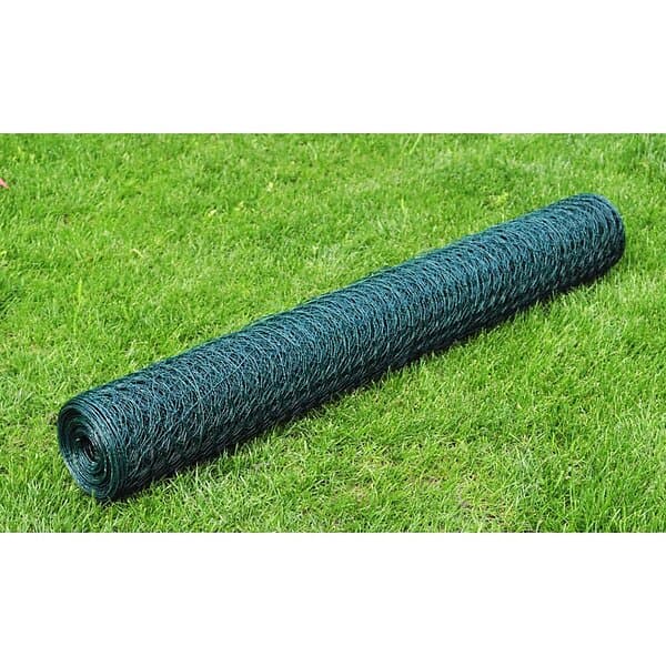 vidaXL Hönsnät galvaniserat med PVC-beläggning 25x0,5 m grön 140407