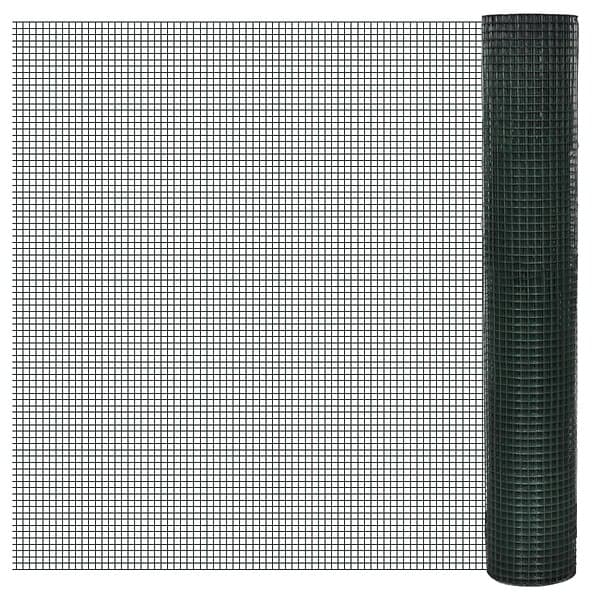 vidaXL Hönsnät galvaniserat med PVC-beläggning 25x1 m grön 140437