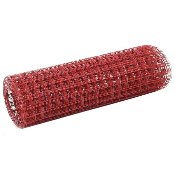 vidaXL Hönsnät stål med PVC-beläggning 10x0,5 m röd 143668