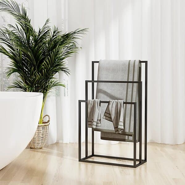 vidaXL Fristående handdukshängare svart 48x24x79 cm järn 343090