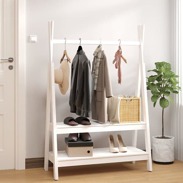 vidaXL Klädställning vit 100x45,5x150 cm massiv furu 824989
