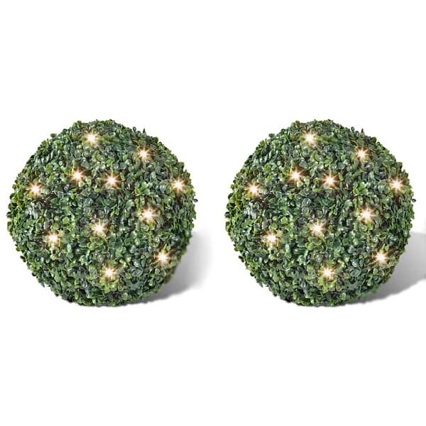 vidaXL Buxbom Boll Konstgjord Löv Topiary 30 cm Sol LED tråd 2 st 270057