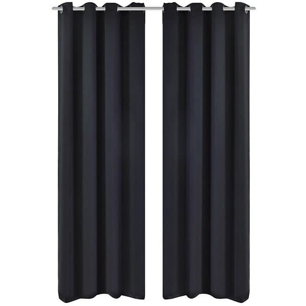 vidaXL 2-pack svarta mörkläggningsgardiner med metallringar 135 x 245 cm 130369