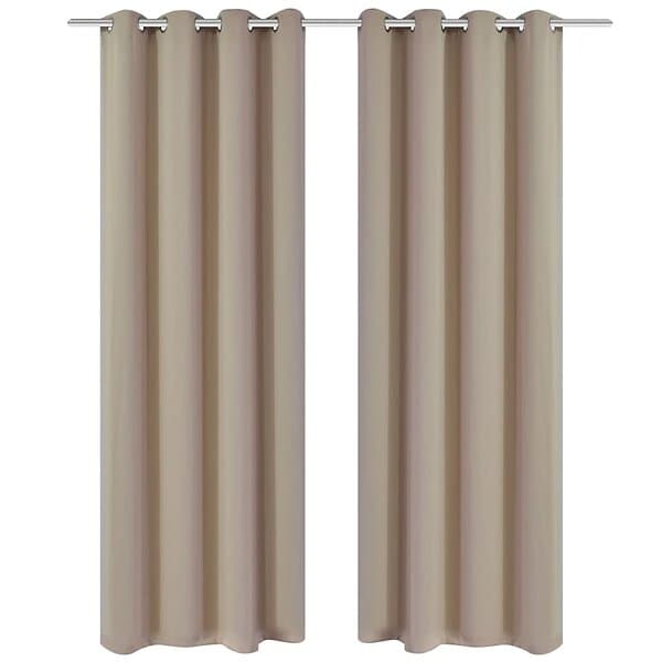 vidaXL 2-pack gräddvita mörkläggningsgardiner med metallringar 135 x 245 cm 130373