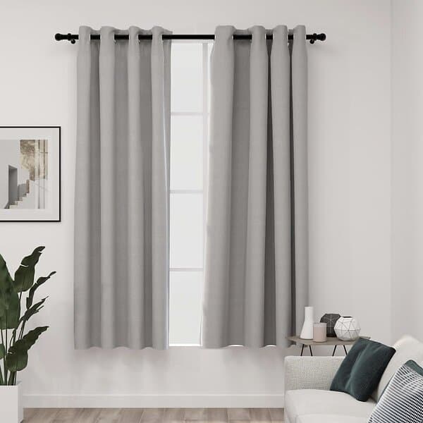 vidaXL Mörkläggningsgardin med öljetter linnelook 2 st grå 140x175cm 321168