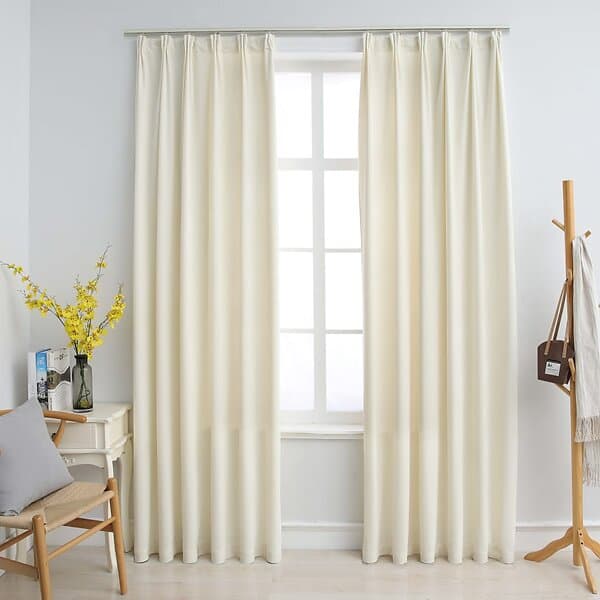 vidaXL Mörkläggningsgardiner 2 st m. krokar sammet gräddvit 140x225 cm 134517