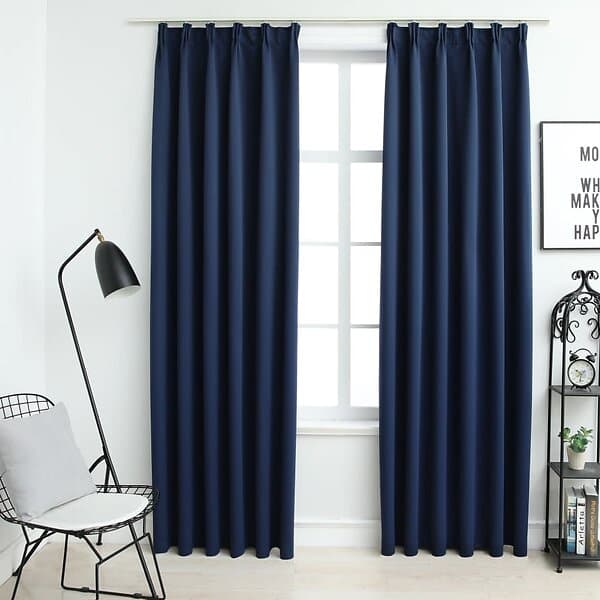 vidaXL Mörkläggningsgardiner med krokar 2 st blå 140x245 cm 134456