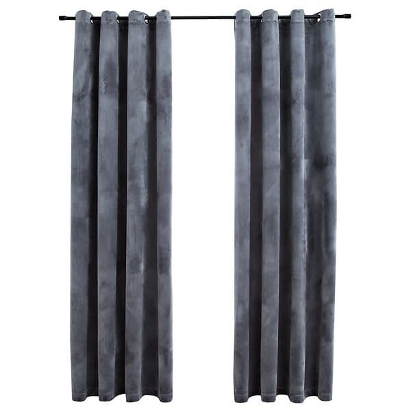 vidaXL Mörkläggningsgardiner med ringar 2 st antracit sammet 140x225 cm 134497