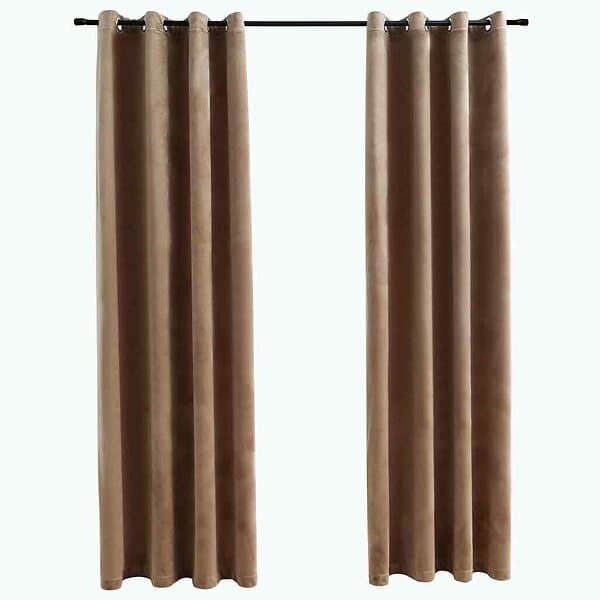 vidaXL Mörkläggningsgardiner med ringar 2 st beige sammet 140x245 cm 134506