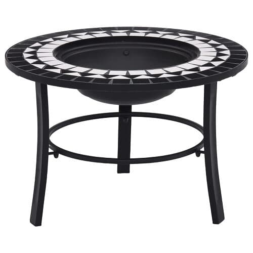 vidaXL Eldfat med mosaik svart och vit 68cm keramik 46721