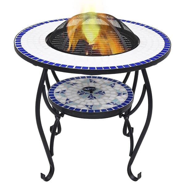 vidaXL Eldfat med mosaikbord blå och vit 68 cm keramik 46724