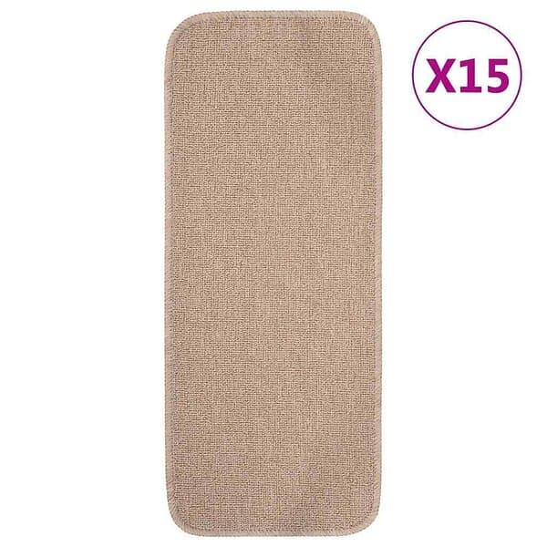 vidaXL Trappstegsmattor halkfri 15 st 60x25 cm beige rektangulär 340402