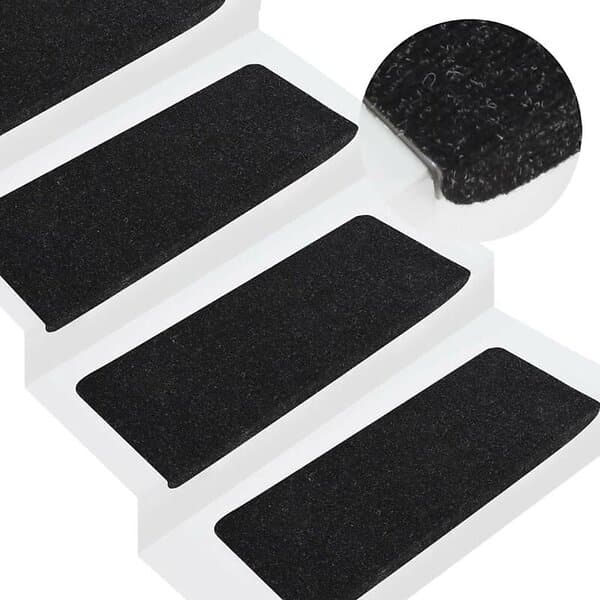 vidaXL Trappstegsmattor självhäftande 15 st 65x24,5x3,5 cm antracit 343477