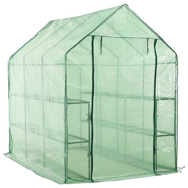 vidaXL Växthus med 12 hyllor stål 143x214x196 cm 46913