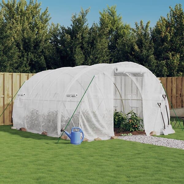 vidaXL Växthus med stålram vit 12 m² 4x3x2 m 3188050