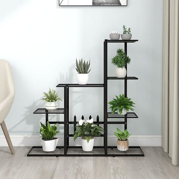 vidaXL Växtställ 94,5x25x88 cm svart metall 336112