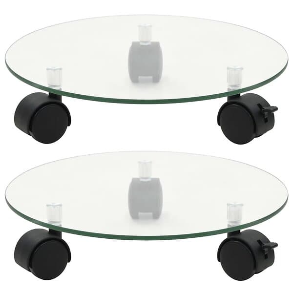 vidaXL Växtställ på hjul 2 st härdat glas 28 cm rund 245691