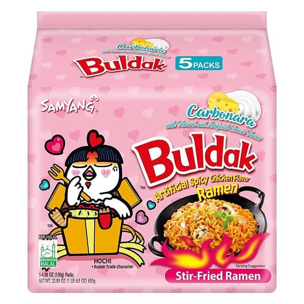 Samyang Buldak Carbonara Hot Chicken Ramen Noodles 650g (130g x 5)