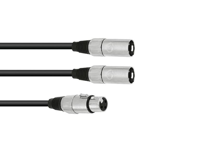 Omnitronic 1xXLR Fe > 2xXLR Ma 1m Black