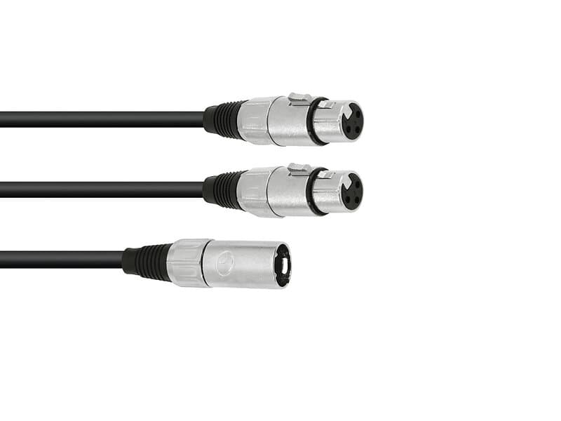 Omnitronic 1xXLR Ma > 2xXLR Fe 0,5m Black