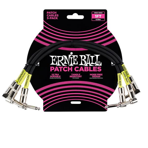 Ernie Ball EB-6075 Patch cable 1' (30 cm) black 3-pack