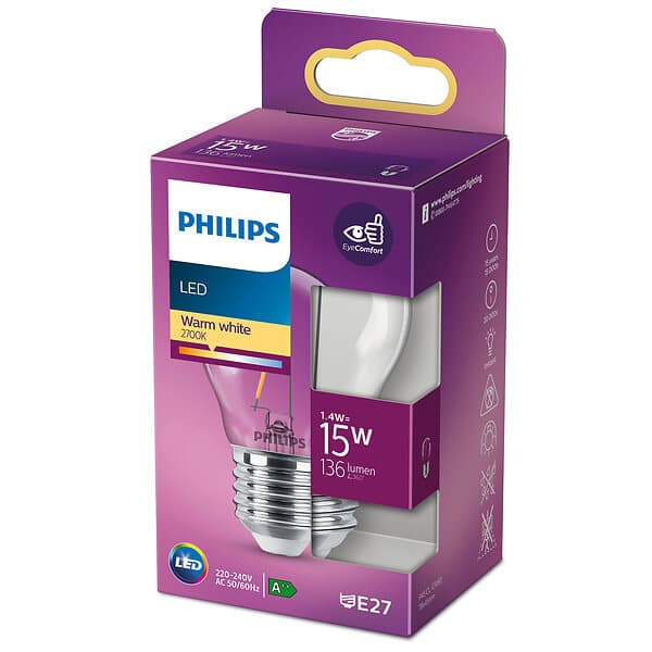 Philips LED E27 Klot 15W Klar Dimbar 136lm