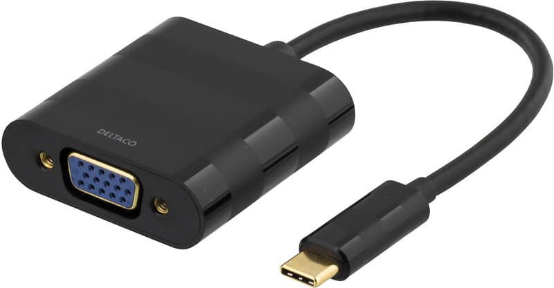 Deltaco USB 3,1 till VGA adapter, USB typ C hane VGA hona, svart USBC-VGA