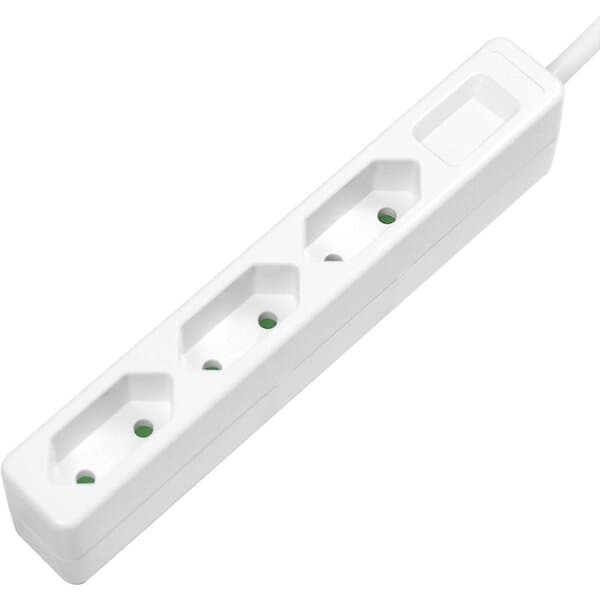 LogiLink Grenuttag Slim Euro 3vägs 1,5m Vit LPS229