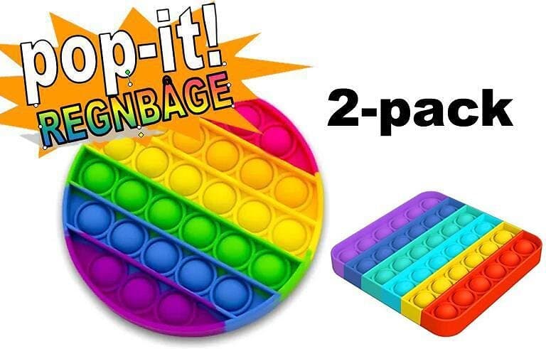 2-pack Pop It Fidget Toy Original Regnbåge CE Godkända