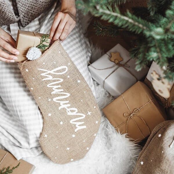 Party Deco Mommy Jute Julstrumpa Julstrumpor Unisex name